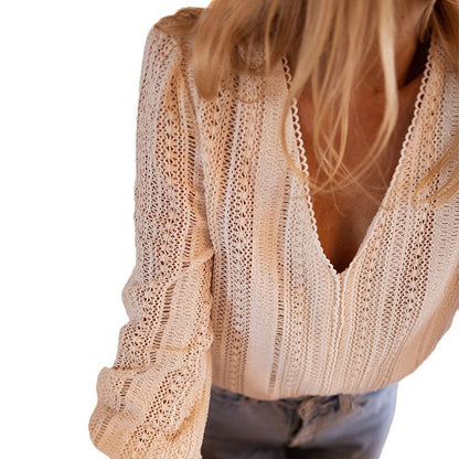 Blouse Femme Chic à Col V – Couleur Unie et Style Intemporel