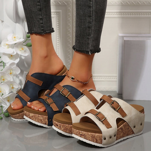 Chaussures compensées femme grande taille à bout ouvert